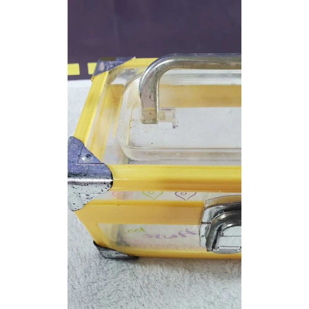 Vintage Yellow Comestic Jewelry Fun Treasure Cool Stuff Box 7